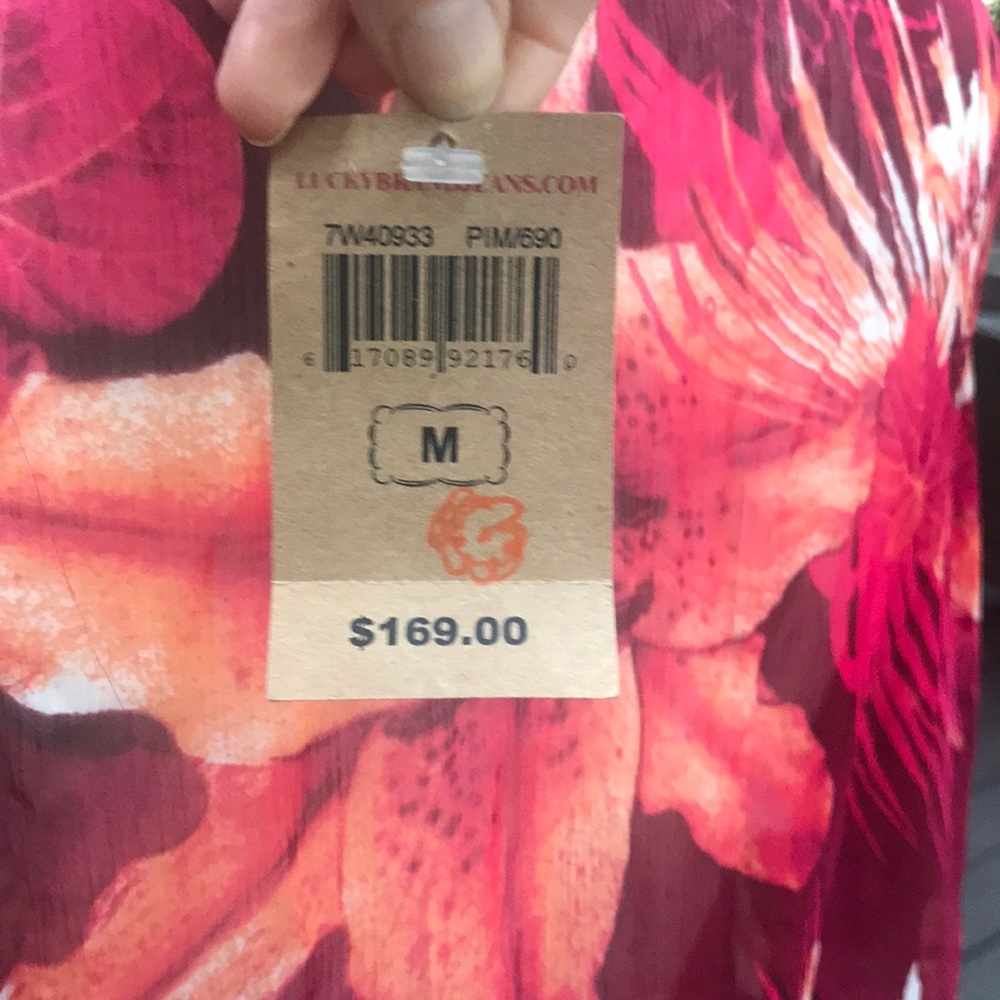 💕Lucky brand. Deep Raspberry Floral , Sheer Maxi cover-up/ long tunic ! 🌸🌷🦋 - Picture 2 of 9